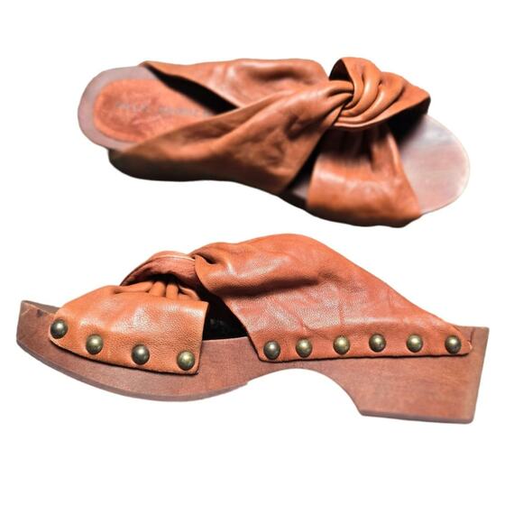 Kelsi Dagger Brooklyn Slide Platform sandals size 5 1/2 Retro Faux Wood look - Picture 1 of 4